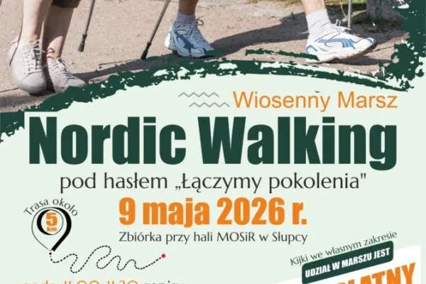 Wiosenny marsz z kijkami w Słupcy – integracja i ruch na świeżym powietrzu