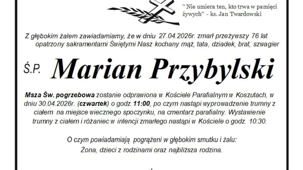 Pożegnanie Mariana Przybylskiego – mieszkańca Słupcy