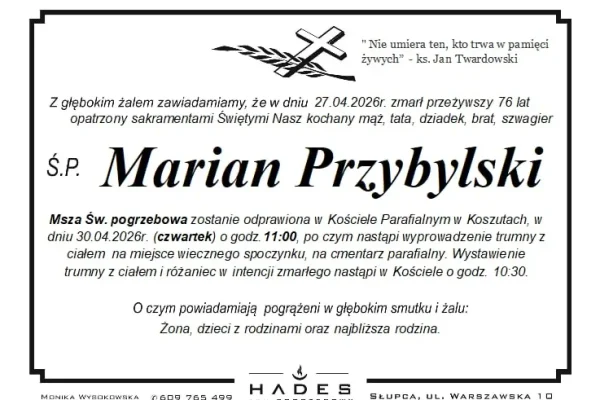 Pożegnanie Mariana Przybylskiego – mieszkańca Słupcy