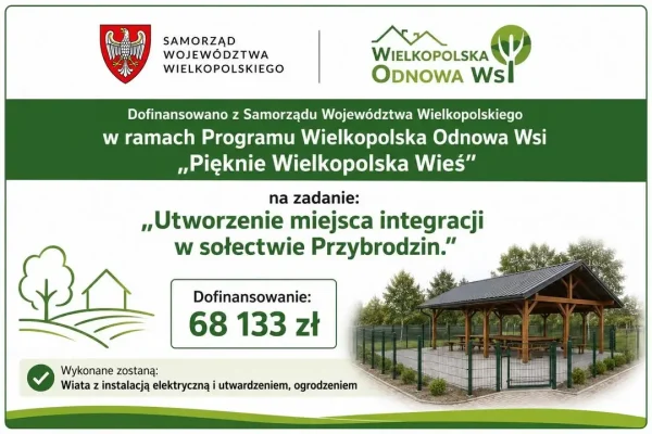 Sołectwo Przybrodzin otrzymało dofinansowanie na budowę wiaty rekreacyjnej
