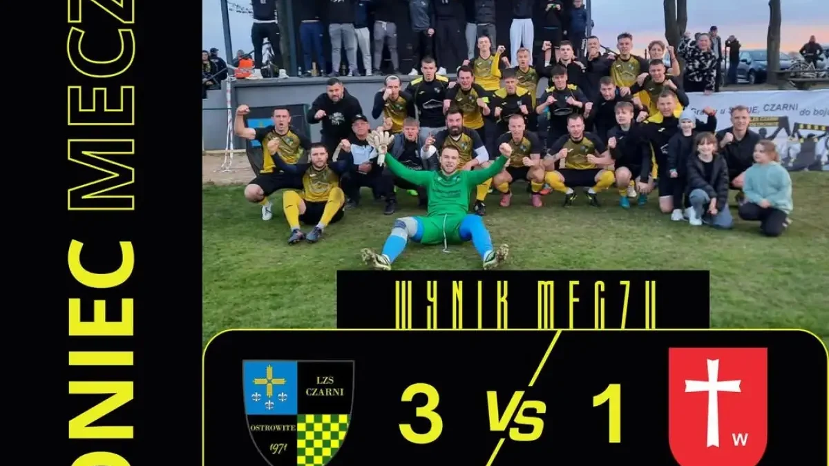 Derby Czarnych z GKS Sompolno. Czarni Ostrowite wygrywają 3:1 w kluczowym meczu sezonu