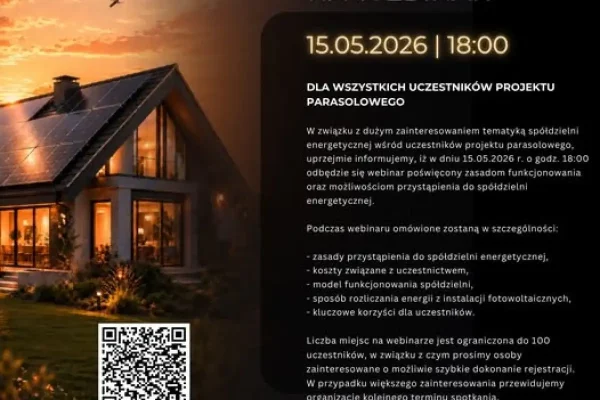 Webinar o spółdzielni energetycznej dla uczestników projektu parasolowego – 15 maja 2026