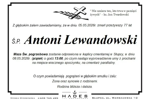Pożegnanie Antoniego Lewandowskiego – mieszkańca Słupcy