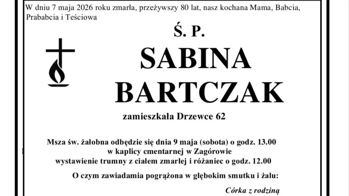 Pożegnanie Sabiny Bartczak – mieszkanki Słupcy