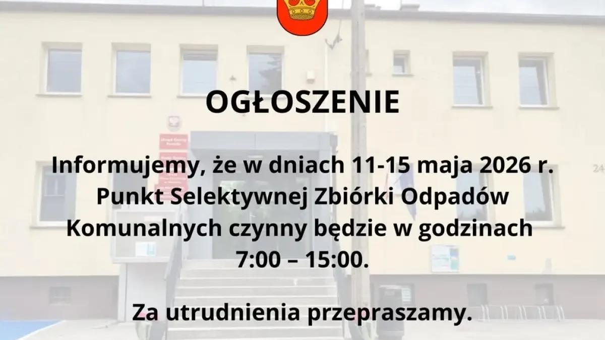 Zmiana godzin otwarcia PSZOK w gminie Powidz w dniach 11-15 maja 2026