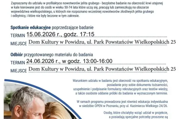 Bezpłatne badania jelita grubego w Powidzu – odbiór materiału 24 czerwca