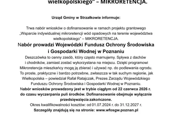 Nabór wniosków o dofinansowanie mikroretencji wód opadowych w Wielkopolsce